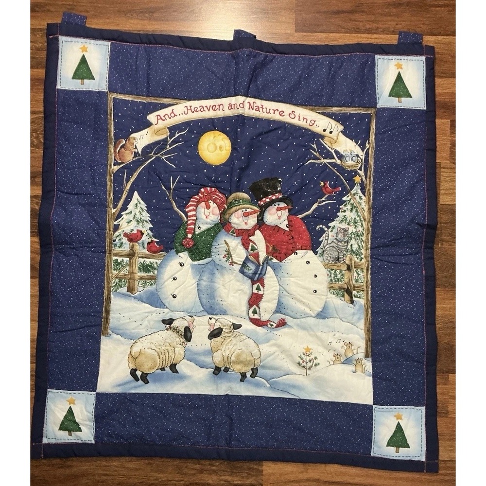 Handmade Christmas Wall Hanging Quilt AND…HEAVEN AND NATURE SING 36in X 38in GUC